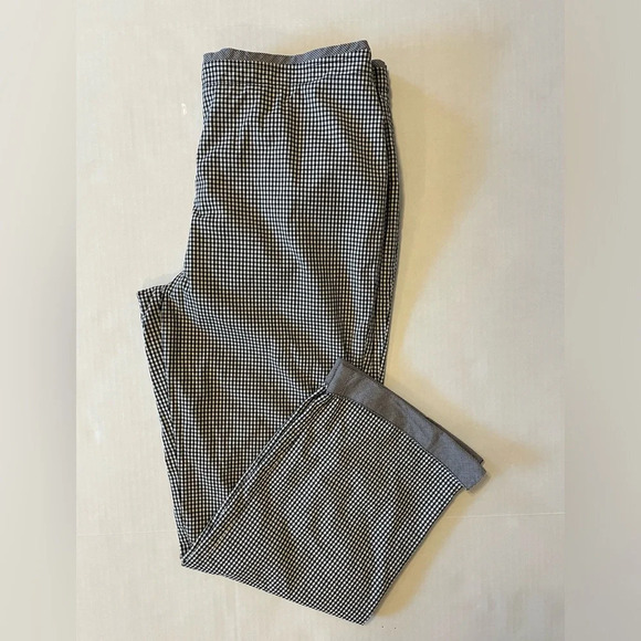 Talbots Black & White Gingham Cuffed Pants Size 10 - Picture 2 of 6